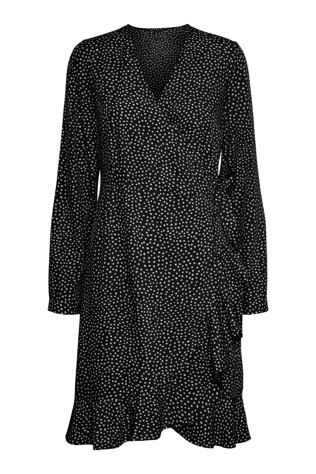 Robe à volants enveloppants Henna - Noir/blanc neige