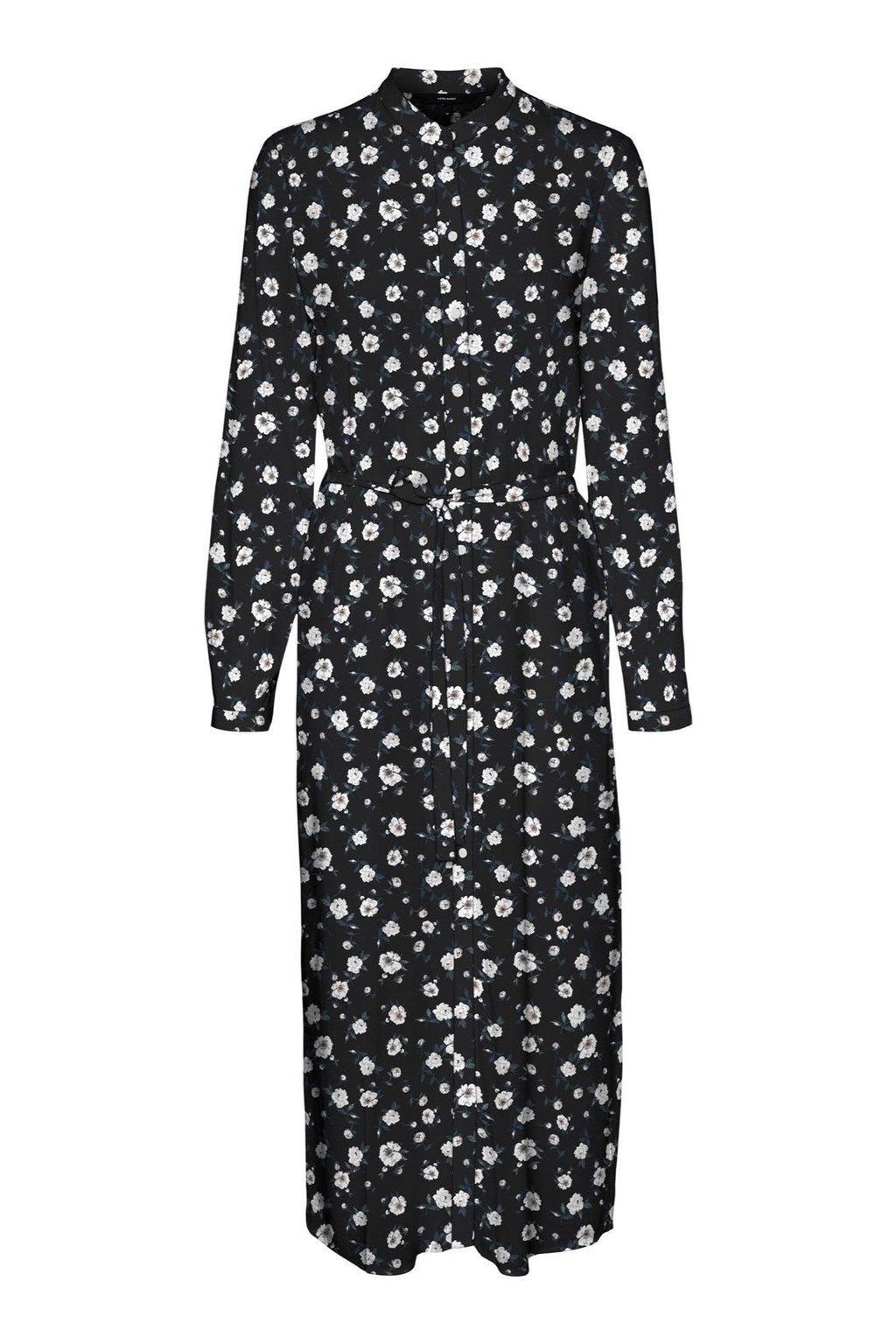 Robe de chemise à manches longues faciles - noir