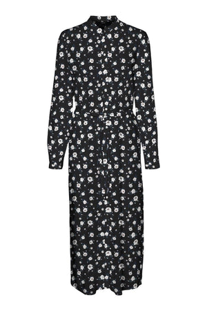 Robe de chemise à manches longues faciles - noir