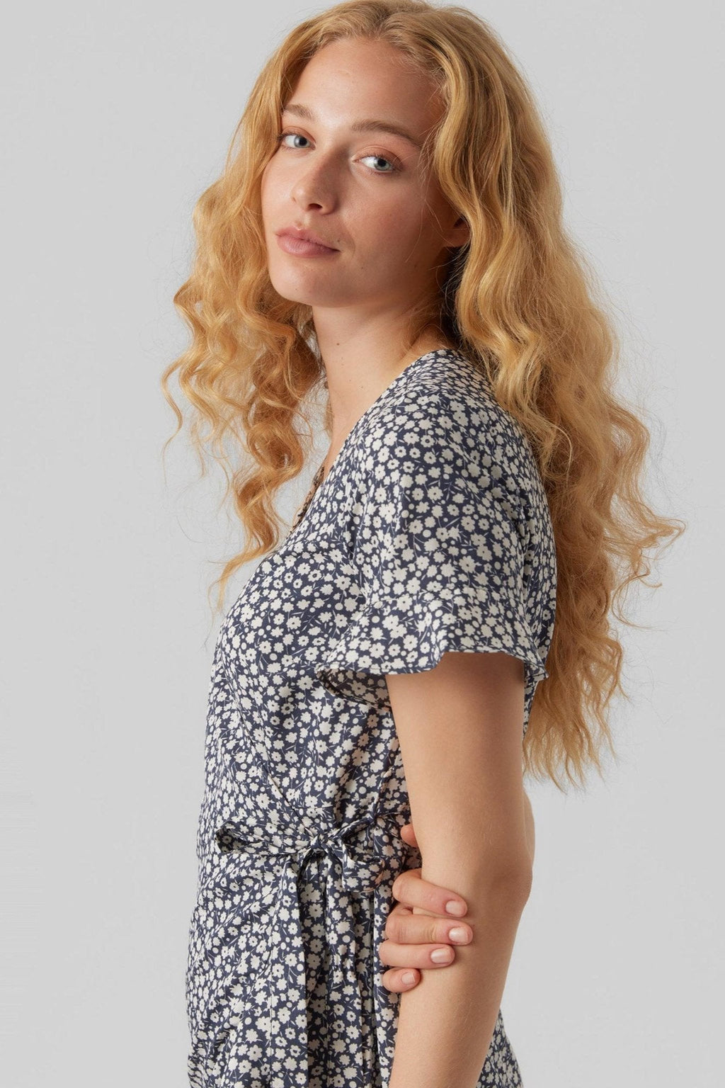 Henna Mini Wrap Dress - China Blue