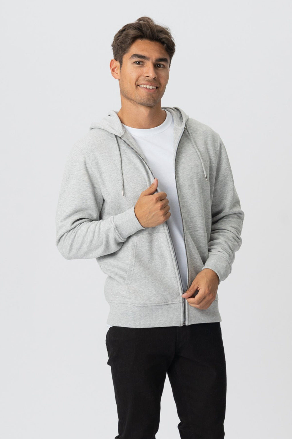 Sweat à capuche zippé - Gris cendré