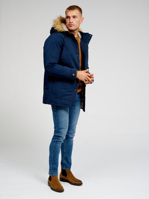 Classic Long Parka Jacket - Navy - TeeShoppen Group™ - Jacket - TeeShoppen