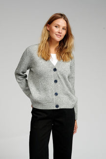 Cardigan tricoté - mélange gris clair