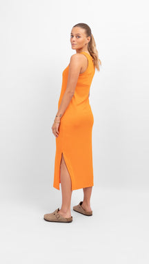 Line Summer Dress - Persimmon Orange