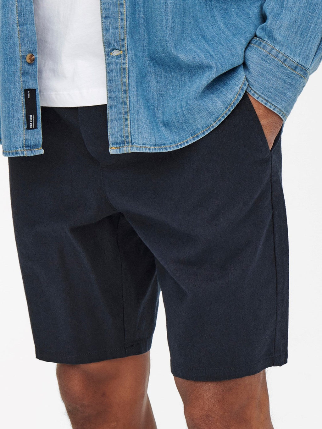 Shorts en lin Linus - marine noire