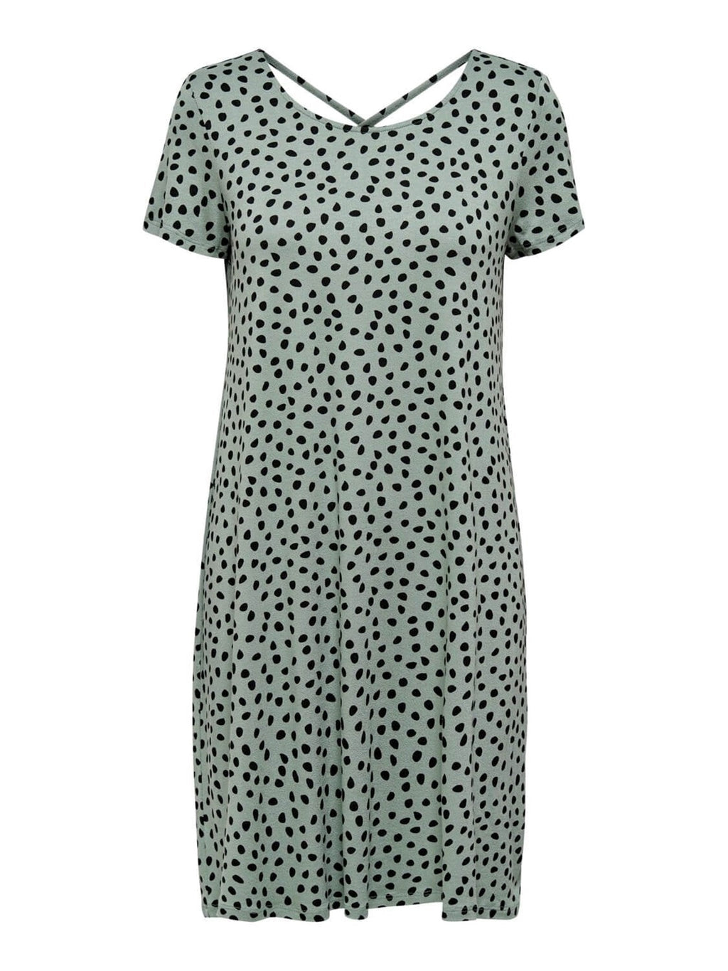 Loose dress with back details - Chinois Green Black Dotted