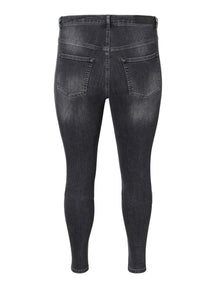 Lora Jeans High-Waisted (courbe) - Denim de gris noir