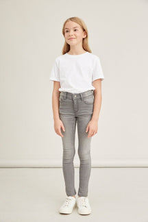 Jeans skinny en coton biologique - denim gris